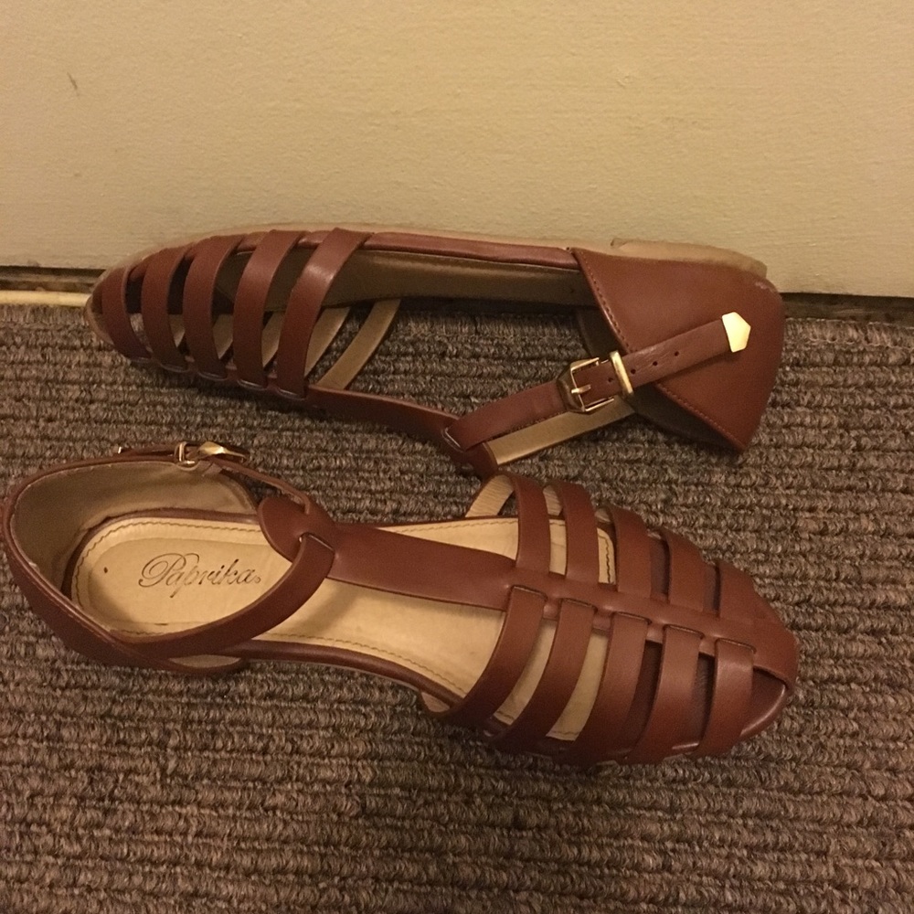 Paprika Brown Caged Sandals
